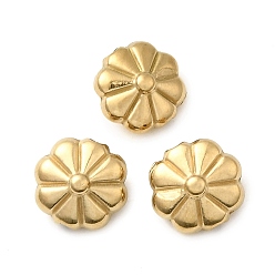 Настоящее золото 18K 304 из нержавеющей стали бусы, ионное покрытие (ip), цветок, реальный 18 k позолоченный, 9x5 мм, отверстие : 1.2 мм