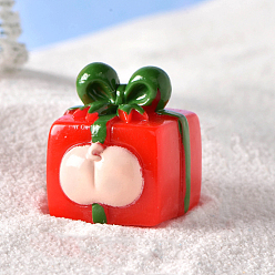 Красный Фигурка подарочной коробки из смолы на рождественскую тематику, Аксессуары для украшения микропейзажей, красные, 27x25 мм