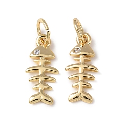 Fish Латунные микро проложить кубического циркония прелести, без кадмия и без свинца, стойки покрытие, долговечный, с целью перехода в кольце, реальный 18 k позолоченный, елочка, 14x6.5x1.5 мм, отверстие : 3 мм