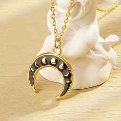 Золотой Стильные 304 подвески в виде двух рогов из нержавеющей стали с черной эмалью для ежедневного ношения у женщин, золотые