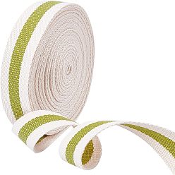 Yellow Green Polyester Braid Ribbon, Flat, Stripe Pattern, Garment Accessories, Yellow Green, 1-1/4 inch(32x1mm), about 10 yards/bundle