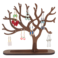 Коричневый Деревянные подставки для сережек в форме дерева, кофе, 23x5x23 см