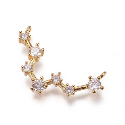 Водолей Латунные микро проложить кубического циркония подвески, двенадцать созвездий, золотые, Водолей, 16x23~29x3 мм, отверстие : 1.5 мм