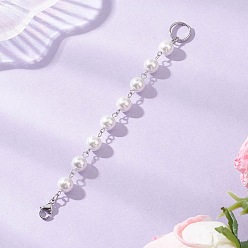 Платиновый & Цвет Нержавейки Подвеска из круглой цепочки с ракушечным жемчугом, с 304 разъемными кольцами из нержавеющей стали и карабинами, платины и нержавеющая сталь цвет, 137 мм