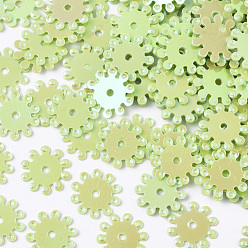 Зелено-Желтый Аксессуары для орнаментов, пластиковые пайетки / блестки из пвх, AB цвет, цветок, зеленый желтый, 8.5x0.5 мм, Отверстие : 1 мм , около 20000 шт / 500 г