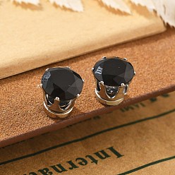 Черный Серьги-клипсы с фианитами, магнитные серьги из нержавеющей стали без проколов, цвет нержавеющей стали, алмаз, чёрные, 8 мм