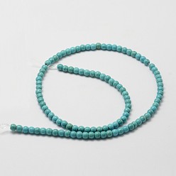 Dark Cyan Synthetic Howlite Bead Strand, Dyed, Round, Dark Cyan, 4x3.5mm, Hole: 1mm, about 100~108pcs/strand, about 15 inch
