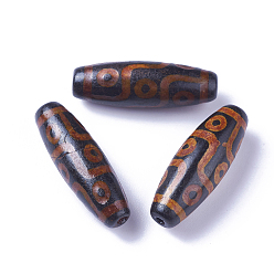 9-Глаз Тибетский стиль 9 бусины дзи, природных бисера агат, рис, 28~30x9.5~10.5 мм, отверстие : 1.5~2 мм