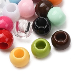Mixed Color Opaque & Transparent Acrylic European Beads, Large Hole Beads, Rondelle, Mixed Color, 10x8mm, Hole: 5mm, about 1200pcs/500g