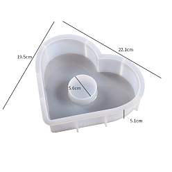 White Silicone Display Molds, Resin Casting Molds, Clay Craft Mold Tools, Heart, White, 221x195x51mm