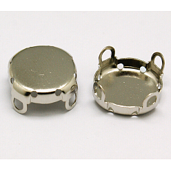 Платина Круглые латунные пришивные щипцы, настройки когтей для остроконечных страз, платина, 14x0.3 мм, подходят для круглого кабошона 14мм, около 500 шт / упаковка