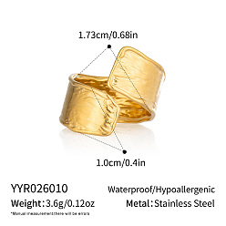 Real 18K Gold Plated 304 Stainless Steel Cuff Open Rings for Women, Real 18K Gold Plated, 10mm, US Size 7(17.3mm)