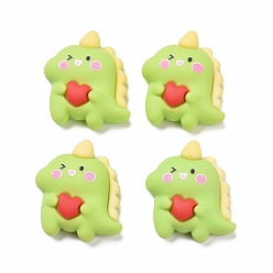 Зелено-Желтый Непрозрачные кабошоны из смолы, динозавр, зеленый желтый, 24x21.5x8 мм