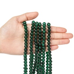 Dark Green Spray Painted Crackle Glass Beads Strands, Round, Dark Green, 8mm, Hole: 1.3~1.6mm, about 100pcs/strand, 31.4 inch