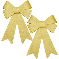Золотистый Рождественский блестящий бант из ПВХ, праздничные украшения для помещений и улицы, золотые, 480x335x14 мм, 2 шт / комплект