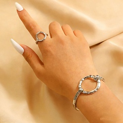 Платина Комплекты колец и браслетов из кованой стали, платина, 32.5 мм