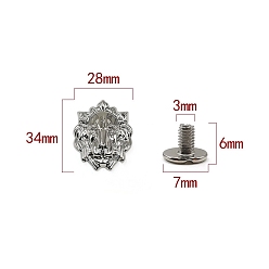 Platinum Zinc Alloy Decorative Buttons, Lion, Platinum, 3.4x2.8cm
