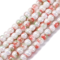 Индийский Красный Стеклянные бусины, окрашенная и подогревом, круглые, два тона, Индийская красная, 4.5x4 мм, отверстие : 0.8 мм, около 102~108 шт / нитка, 15.39''~16.30'' (39.1~41.4 см)