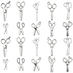 Античное Серебро 100 шт 10 стили подвески из сплава в тибетском стиле, без кадмия, без никеля и без свинца, форма ножниц, античное серебро, 17~35x8.5~16x1.5~3.5 мм, отверстие : 1.6~2 мм, 10 шт / стиль