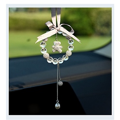 Медведь Подвесные украшения из стекла и страз, для украшения зеркала заднего вида автомобиля, прозрачные, медведь, 140 мм