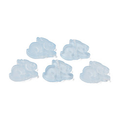 Light Blue Transparent Glass Beads, Rabbit, Light Blue, 14.5x19x3.5mm, Hole: 1mm