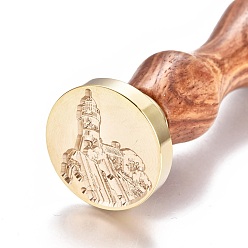 Lighthouse Латунь сургучная печать штамп, с деревянной ручкой, для оформления почты, изготовление карт своими руками, узор маяка, 90x26 мм