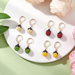 (52) Непрозрачная лаванда Серьги из стеклянных бусин ручной работы с застежкой-молнией, желудь, с выпечкой окрашены перламутровым стеклом круглые бусины, золотые, разноцветные, 31x9.5 мм