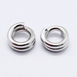 Platinum Rhodium Plated 925 Sterling Silver Split Jump Rings, Double Loop Jump Rings, Round Rings, Platinum, 8x2mm, Inner Diameter: 6mm