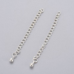 Silver 304 Stainless Steel Chain Extender, Soldered Chains, Silver, 55~63x3mm