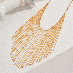 Золотой Старинные железные многослойные кисточки из бисера ожерелья для женской вечеринки, золотые, 19.29 дюйм (49 см)