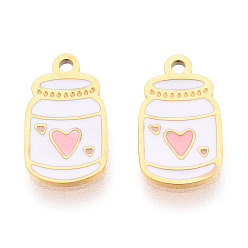 Pink 304 из нержавеющей стали шармы эмали, ионное покрытие (ip), бутылка с подвеской в виде сердца, реальный 14 k позолоченный, розовые, 12x6.9x0.9 мм, отверстие : 1 мм