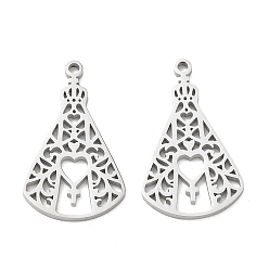 Couleur Acier Inoxydable Pendentifs en acier inoxydable, nossa senhora aparecida avec breloques coeur et croix, découper, couleur inox, 304mm, Trou: 25x14x1.3mm