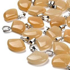 Топаз Нефрит Натуральный топаз нефрита подвески, из нержавеющей стали с цветным покрытием 201 защелки из нержавеющей стали на дужках, сектор, 20~20.5x21~22x5.5~6 мм, отверстие : 6x4 мм