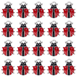 Красный 30 шт. эмалевые подвески в виде божьей коровки из платинового сплава, красные, 12x10x3.5 мм, отверстие : 1.5 мм