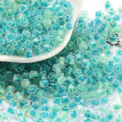 Темно-бирюзовый Бисер из стекла , внутри цветов, двухконусные, темные бирюзовый, 4.5x3.5 мм, отверстие : 1.4 мм, Около 5625 шт / фунт