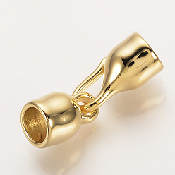 Real 18K Gold Plated Brass Hook Clasps, Nickel Free, Real 18K Gold Plated, 25x8mm, Inner Diameter: 5.5~6mm