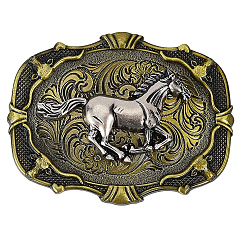 Античная Бронза Застежка для ремня из цинкового сплава, лошадь, античная бронза, 64x84x25 мм