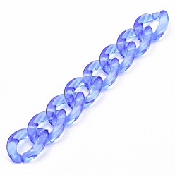 Kadettenblau Handgefertigte transparente Acryl-Bordsteinketten, ungeschweißte, Kadettenblau, 39.37 Zoll (100 cm), Link: 23x17x4.5 mm, 1 m / Strang