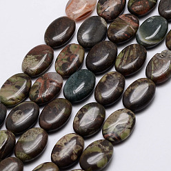Flower Agate Natural Flower Agate Beads Strands, Oval, 18x13x6mm, Hole: 1mm, about 22pcs/strand, 15.35 inch(39cm)