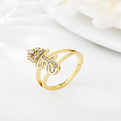 Letter F Латунные микро проложить пальцев кольца кубического циркония, без кадмия, без никеля и без свинца, для женщин, Буква F, размер США 3 (14 мм)