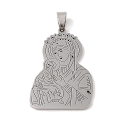 Нержавеющая Сталь Цвет Не тускнеющие 201 подвески из нержавеющей стали, очарование девы марии, цвет нержавеющей стали, 45x28.5x1.5 мм, отверстие : 4x7 мм