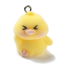 Утка Подвески из смолы, с железной платиной петлей, прелести утки, утка, 24.5x19.5x16 мм, отверстие : 2 мм