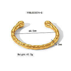 Золотой Кованые 304 браслеты-манжеты из нержавеющей стали для женщин, золотые, внутренний диаметр: 2-3/8 дюйм (6.05 см)
