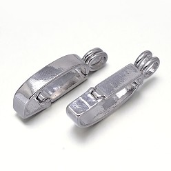 Platinum Rack Plating Brass Donut Bails, Donuthalter, Fit For Pi Disc Pendants Jewelry Making, Platinum, 30x5x9mm, Hole: 4x3mm