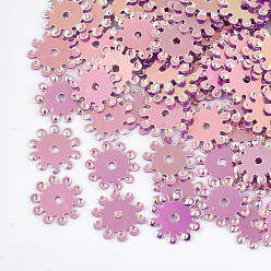 Бледно-фиолетовый Красный Аксессуары для орнаментов, пластиковые пайетки / блестки из пвх, горячее колесо, бледно-фиолетовый красный, 8~8.5x0.4 мм, Отверстие : 1 мм , около 20000 шт / 500 г
