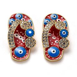 Красный Латунные подвески с фианитами, долговечный, с эмалью, реальный 18 k позолоченный, шлепанцы, красные, 23.5x12x5.5 мм, отверстие : 11x2 мм