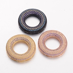 (52) Непрозрачная лаванда Латуни циркония кубической подвески, многожильных ссылки, пончик, разноцветные, 27x5 мм, отверстие : 0.7x6 мм