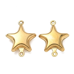 Étoile  304 charmes de connecteur en acier inoxydable, réel 18 k plaqué or, étoiles, 20x16x5.5mm, Trou: 1.2mm