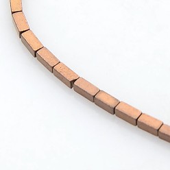 Copper Plated Electroplate Non-magnetic Synthetic Hematite Cuboid Beads Strands, Copper Plated, 3x1x1mm, Hole: 0.5mm, about 135pcs/strand, 17.7 inch
