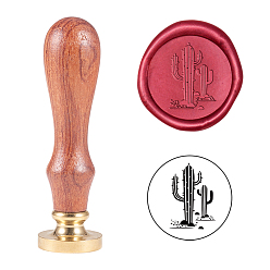 Золотой DIY альбом, латунные сургучные печати и деревянные ручки, Кактус, золотые, 8.9 см, штампы: 2.55x1.4 см